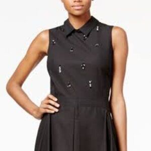 Rachel Rachel Roy Black Beaded Sleeveless Collared Dress NWT Women’s Size 4
